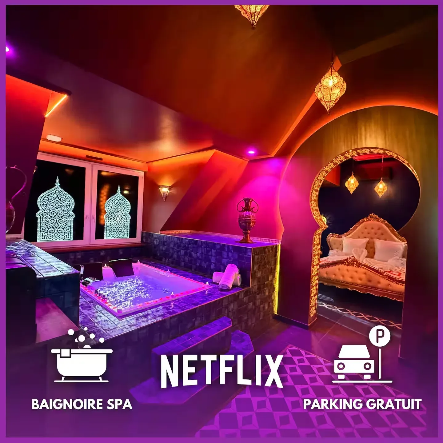 Le Palais des Mille et Une Nuits - Love Room orientale avec jacuzzi privé et pièce secrète en Alsace